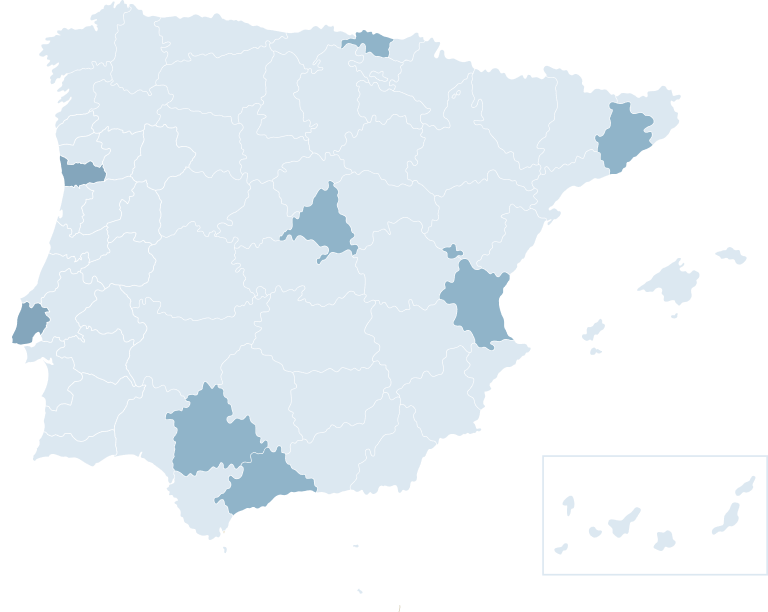 Oficinas Andersen Iberia - Mapa de España y Portugal